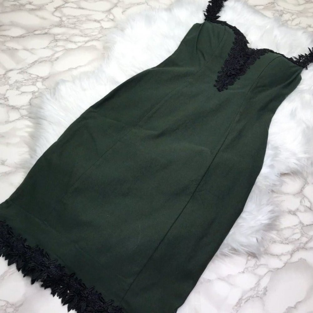 Rare London Green Fitted Black Lace Sz 6